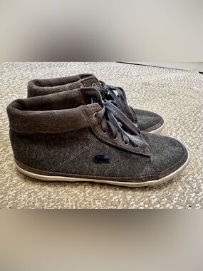 Lacoste Centara DML Grey Wool Suede Mid Top Sneakers Booties Mens Size 8.5
